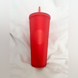 Starbucks Valentine’s 2021 Matte Red Soft Touch Bling Studded Tumbler Venti 24oz